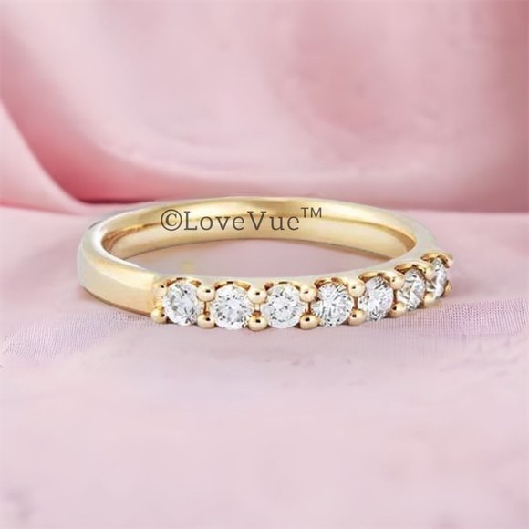 2.5mm Diamond Brilliant Cut Half Eternity Engagement Wedding Ring Band - Picture 3 of 16